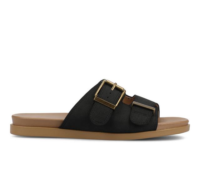 Women's Journee Collection Cosette Footbed Sandals in Black color