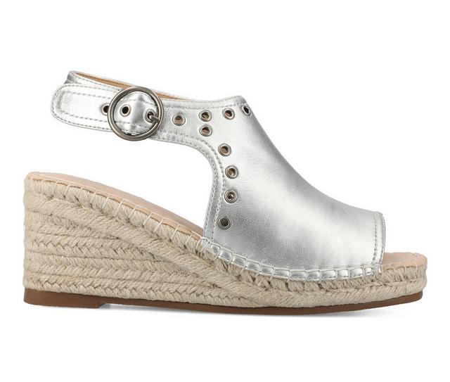 Women's Journee Collection Crisie Wedges in Silver color