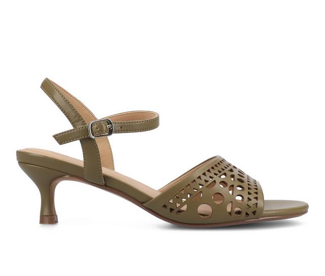 Women's Journee Collection Jessly Kitten Heels in Olive color