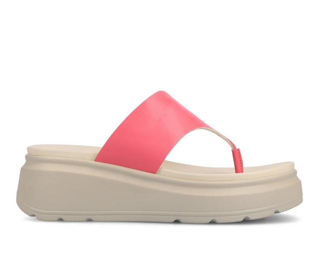 Women's Journee Collection Carah Platform Flip-Flops in Coral color