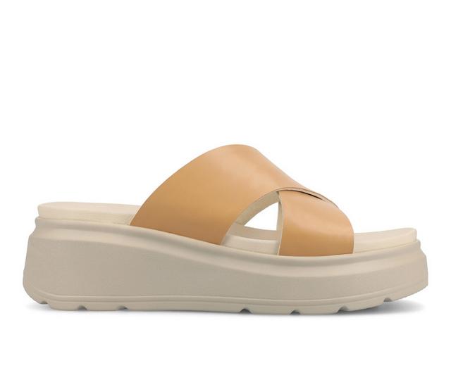 Women's Journee Collection Cathie Platform Sandals in Tan color