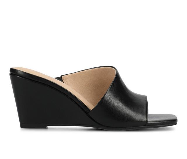 Women's Journee Collection Clementine Wedge Sandals in Black color