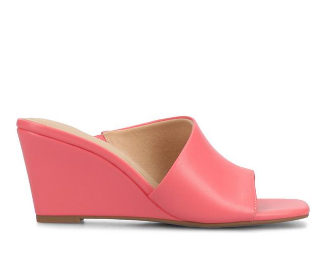Women's Journee Collection Clementine Wedge Sandals in Coral color