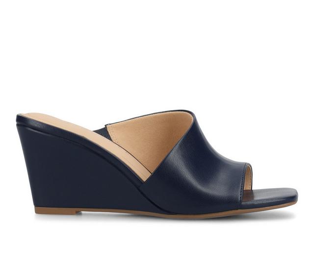 Women's Journee Collection Clementine Wedge Sandals in Navy color