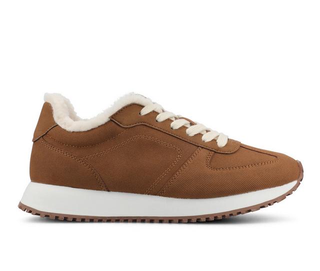 Women's Journee Collection Flow Casual Sneakers in Cognac color