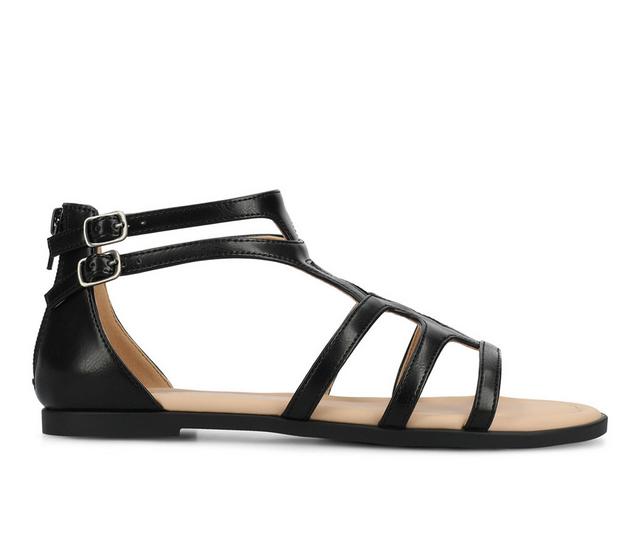 Women's Journee Collection Genneva Flat Sandals in Black color