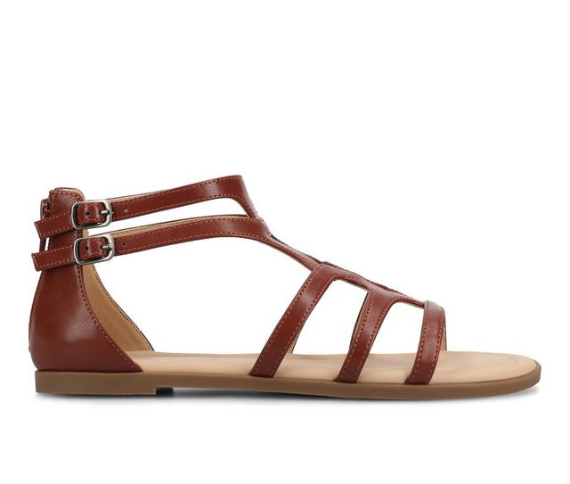 Women's Journee Collection Genneva Flat Sandals in Brown color