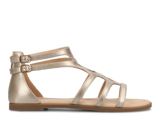 Women's Journee Collection Genneva Flat Sandals in Champagne color