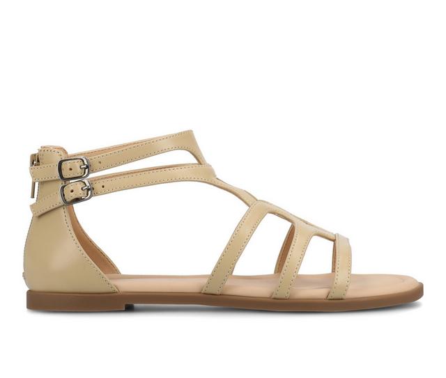 Women's Journee Collection Genneva Flat Sandals in Taupe color