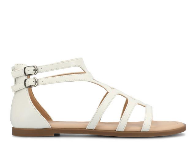 Women's Journee Collection Genneva Flat Sandals in White color