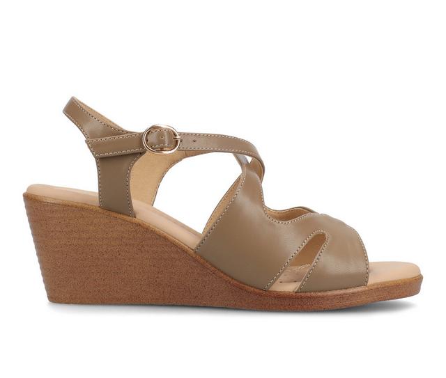 Women's Journee Collection Kedzie II Wedges in Taupe color