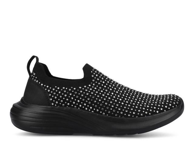 Women's Journee Collection Linnea Slip-On Sneakers in Black/Bling color