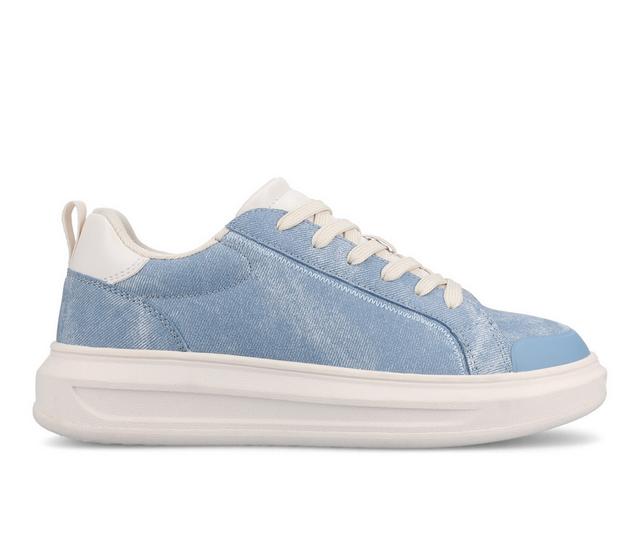Women's Journee Collection Meeya Casual Platform Sneakers in Denim color