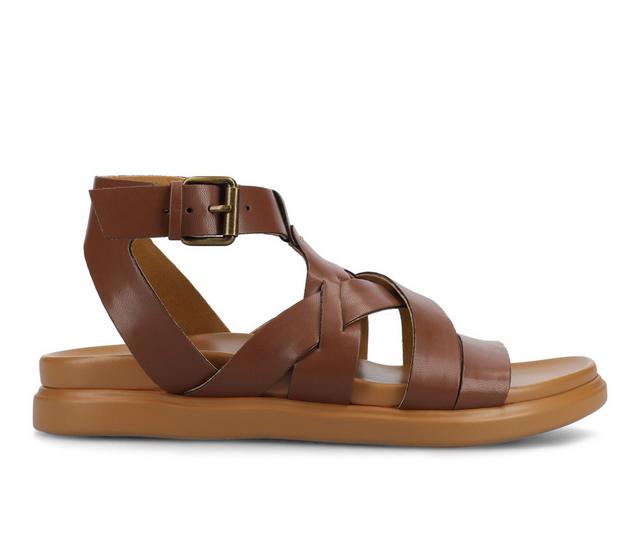 Women's Journee Collection Mistee Sandals in Cognac color