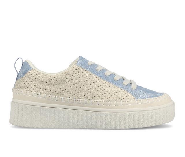 Women's Journee Collection Pazey Platform Sneakers in Denim color
