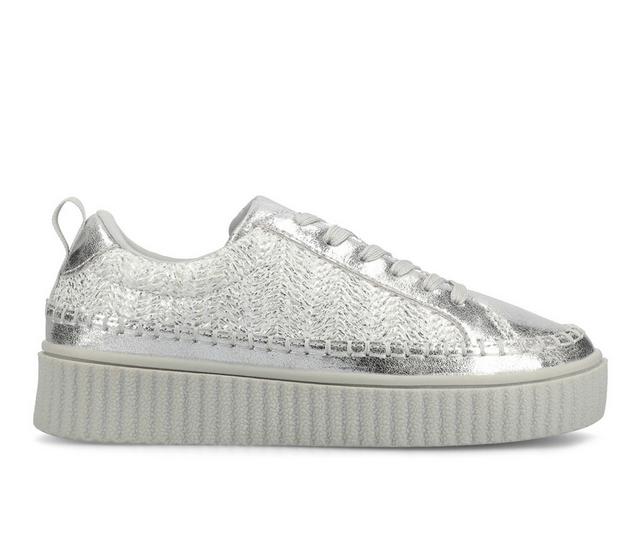 Women's Journee Collection Pazey Platform Sneakers in Silver color