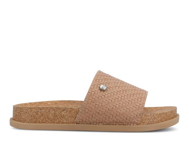 Women's Journee Collection Sheena Platform Footbed Sandals in Brown color