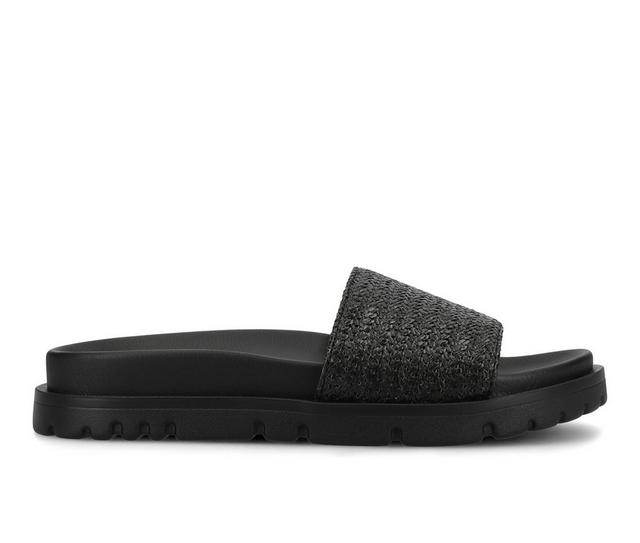 Women's Journee Collection Starr Footbed Sandals in Black color