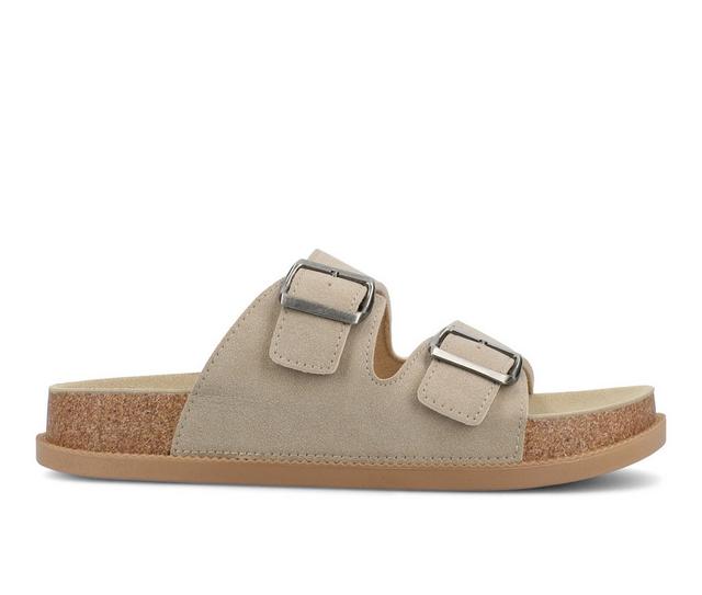 Women's Journee Collection Tula Footbed Sandals in Taupe color