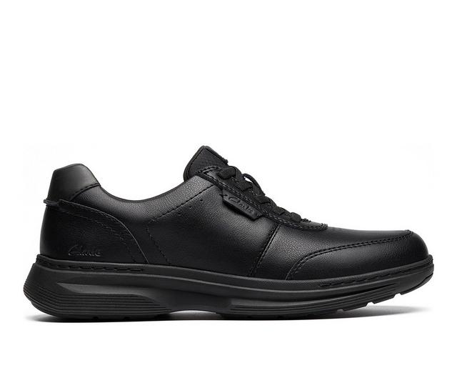 Men's Clarks Craftwell Lace Oxfords in Black Leather color