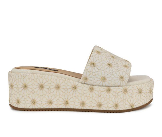 Women's Nine West Copen Platform Wedge Sandals in White Floral color