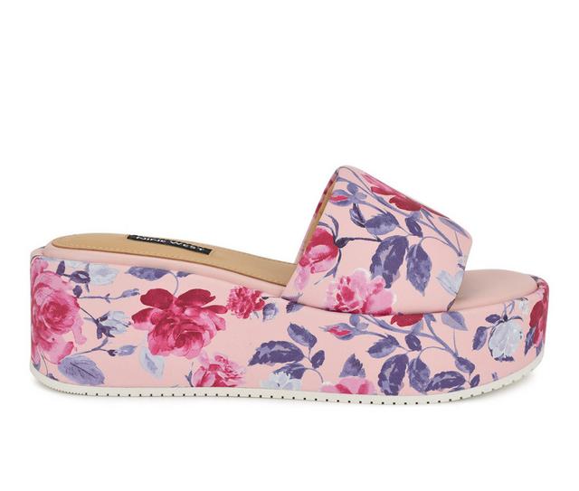 Women's Nine West Copen Platform Wedge Sandals in Pink Floral color