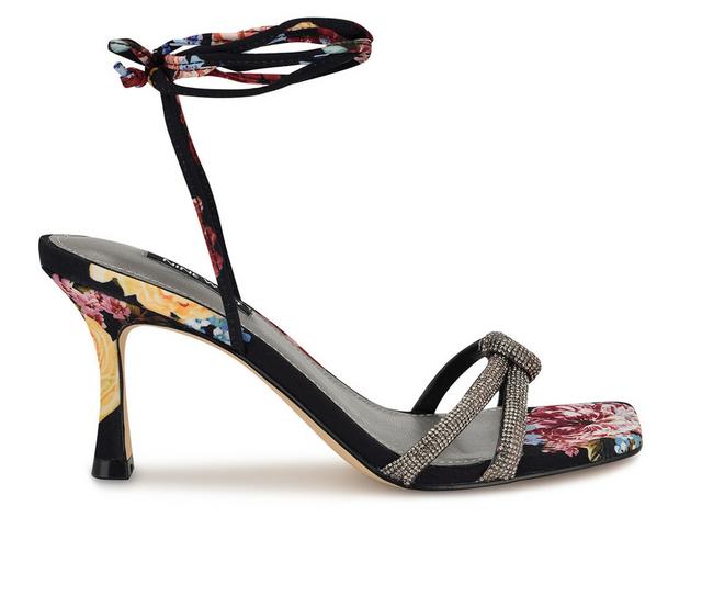 Women's Nine West Raqchel Lace-up Dress Sandals in Black Floral color