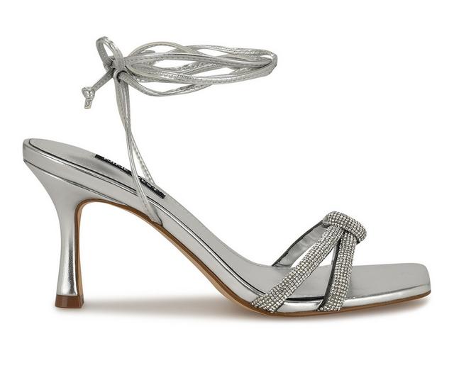 Women's Nine West Raqchel Lace-up Dress Sandals in Silver color