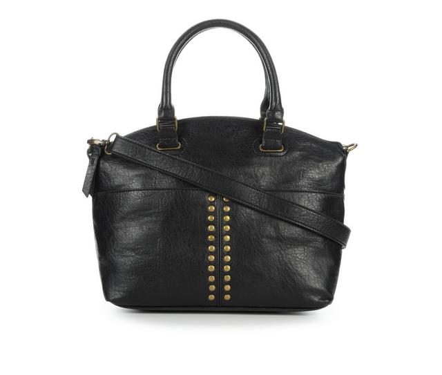 Bueno Of California Grainy Elk Satchel Handbag in Black color