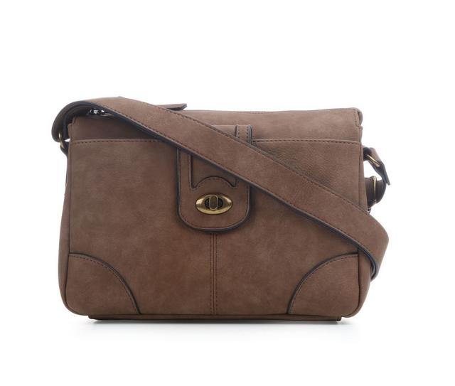 Bueno Of California Calf Turn Lock Handbag in Pecan color