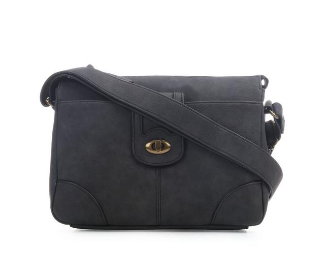 Bueno Of California Calf Turn Lock Handbag in Charcoal color
