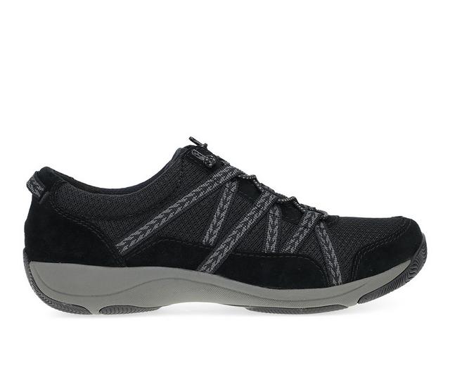 Women's Dansko Harlyn Wide Sneakers in Black Lea color