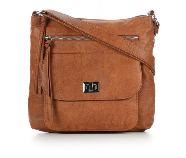 Bueno Of California Parch Front Pocket Crossbody Handbag in British Tan color