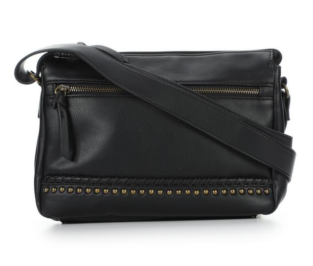Bueno Of California PVC Dome Studs Crossbody Handbag in Black color
