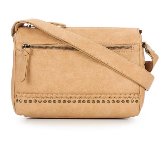 Bueno Of California PVC Dome Studs Crossbody Handbag in Chamois color