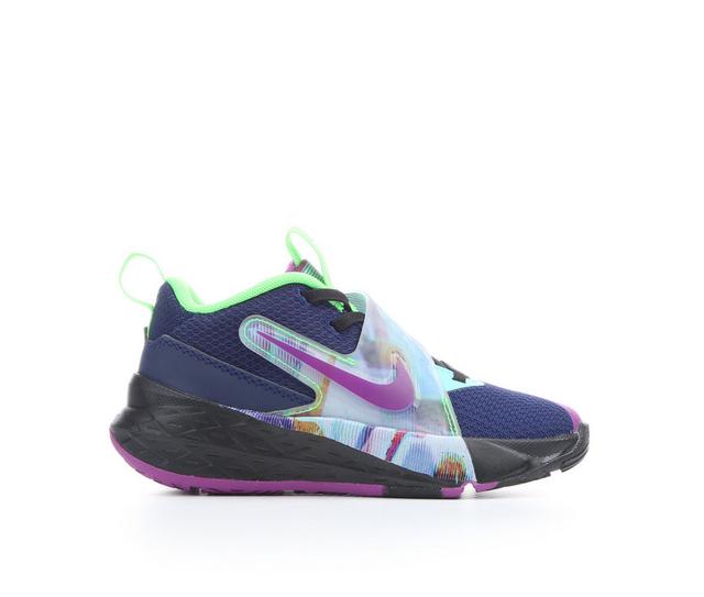 Kids' Nike Little Kid Team Hustle D12 SE Basketball Shoes in BluVoid/Prpl/Bk color