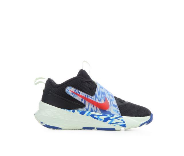 Kids' Nike Little Kid Team Hustle D12 SE Basketball Shoes in Blk/Crmsn/Royal color