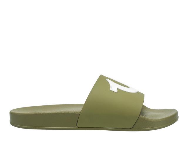 Men's True Religion 112 Slide Sport Slides in Olive color