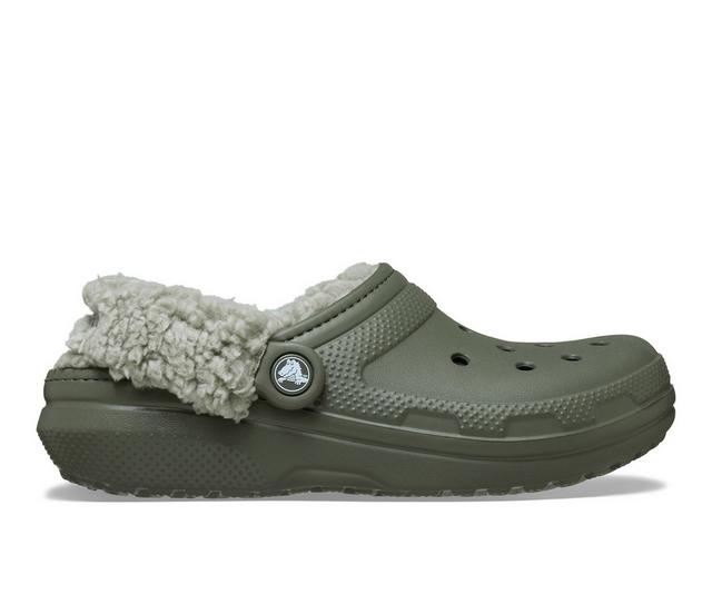 Women's Crocs Classic Fleece Lined Clog in Dusty Olive color