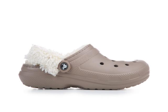 Women's Crocs Classic Fleece Lined Clog in Mushroom color