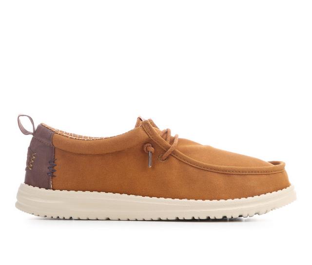 Men's HEYDUDE Wally Vintage Classic Casual Shoes in Spice Brown color