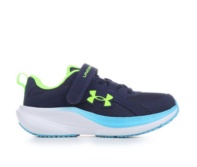 Kids' Under Armour Assert 11 Wide Running Shoes in Nvy/Blu/Green color