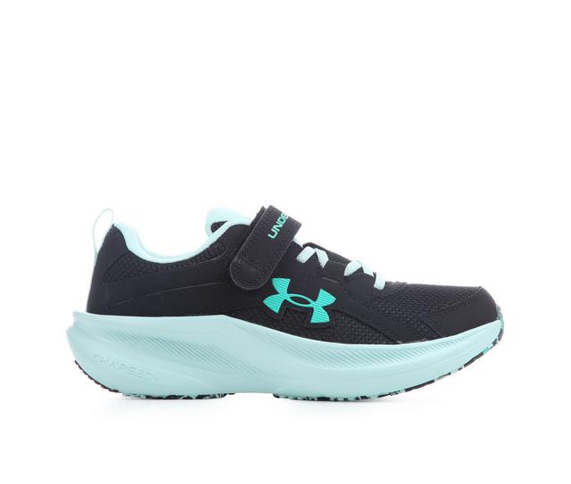 Under Armour Assert 11 Preschool Girls 10.5-3 Running Shoes in Blk/Mint/Green color