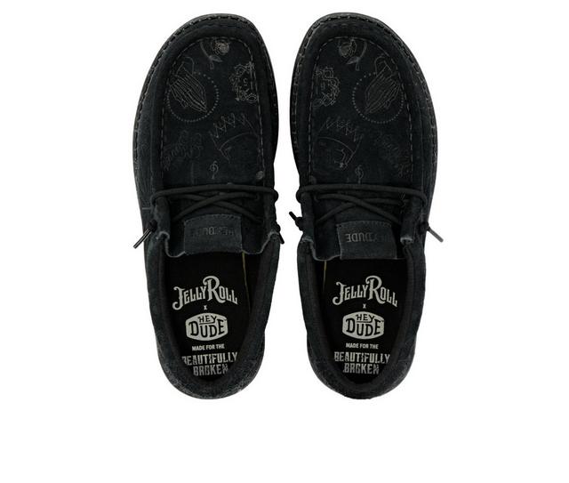 Adults' HEYDUDE Wally Jelly Roll Casual Shoes in Black/Black color