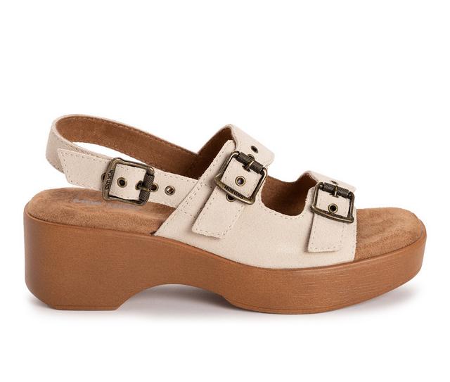 Women's MUK LUKS Calliope Sandal Platform Sandals in Natural Suede color