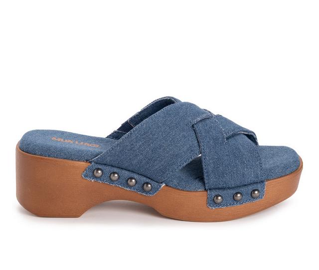 Women's MUK LUKS Cadence Sandal Platform Sandals in Denim color