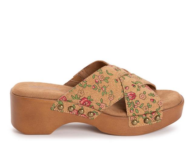 Women's MUK LUKS Cadence Sandal Platform Sandals in Nautral Floral color