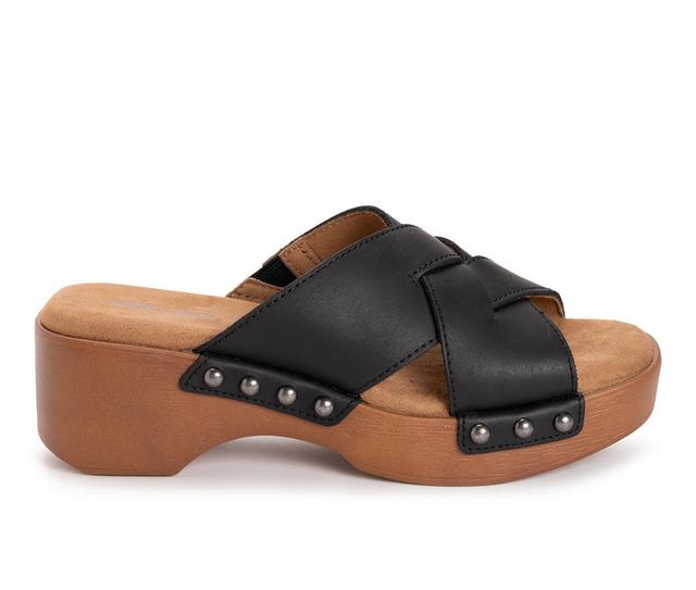 Women's MUK LUKS Cadence Sandal Platform Sandals in Black Calf color