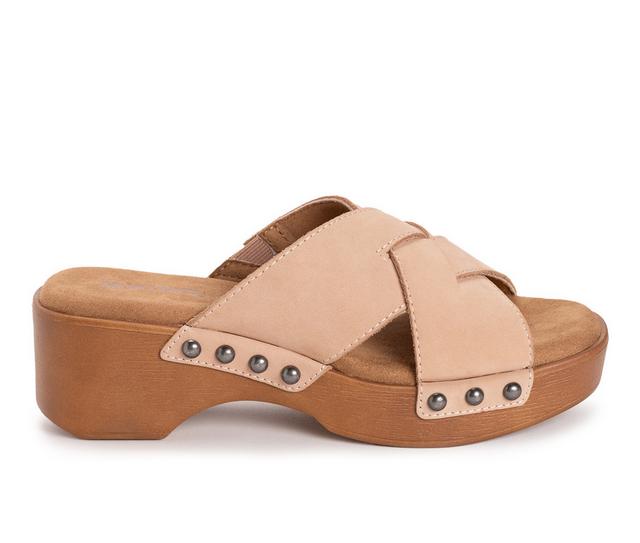 Women's MUK LUKS Cadence Sandal Platform Sandals in Blush Nubuck color