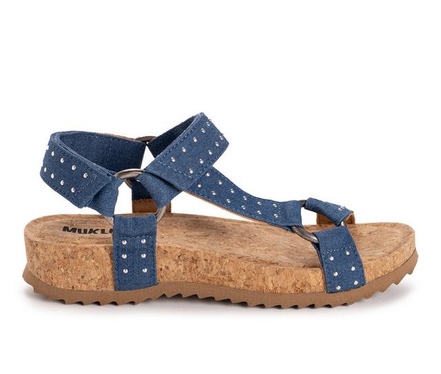 Women's MUK LUKS Piper Sandal Sandals in Studded Denim color